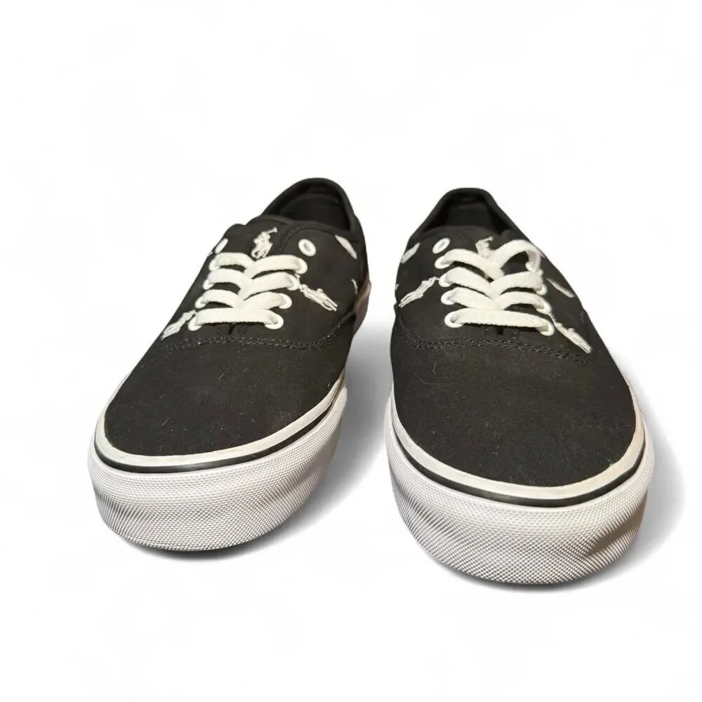 Polo Ralph Lauren Men’s Keaton Allover Pony black/white Canvas Sneakers Sz 11.5